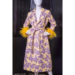 Floral Yellow and Purple Women's Coat by Andreeva